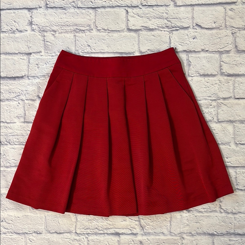 Red Pleated Skirt